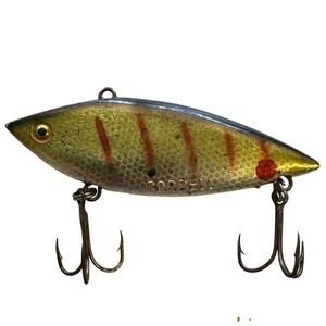 Vintage Cotton Cordell Spot Lipless Crankbait 3in Gold Orange Tiger Stripe Lure